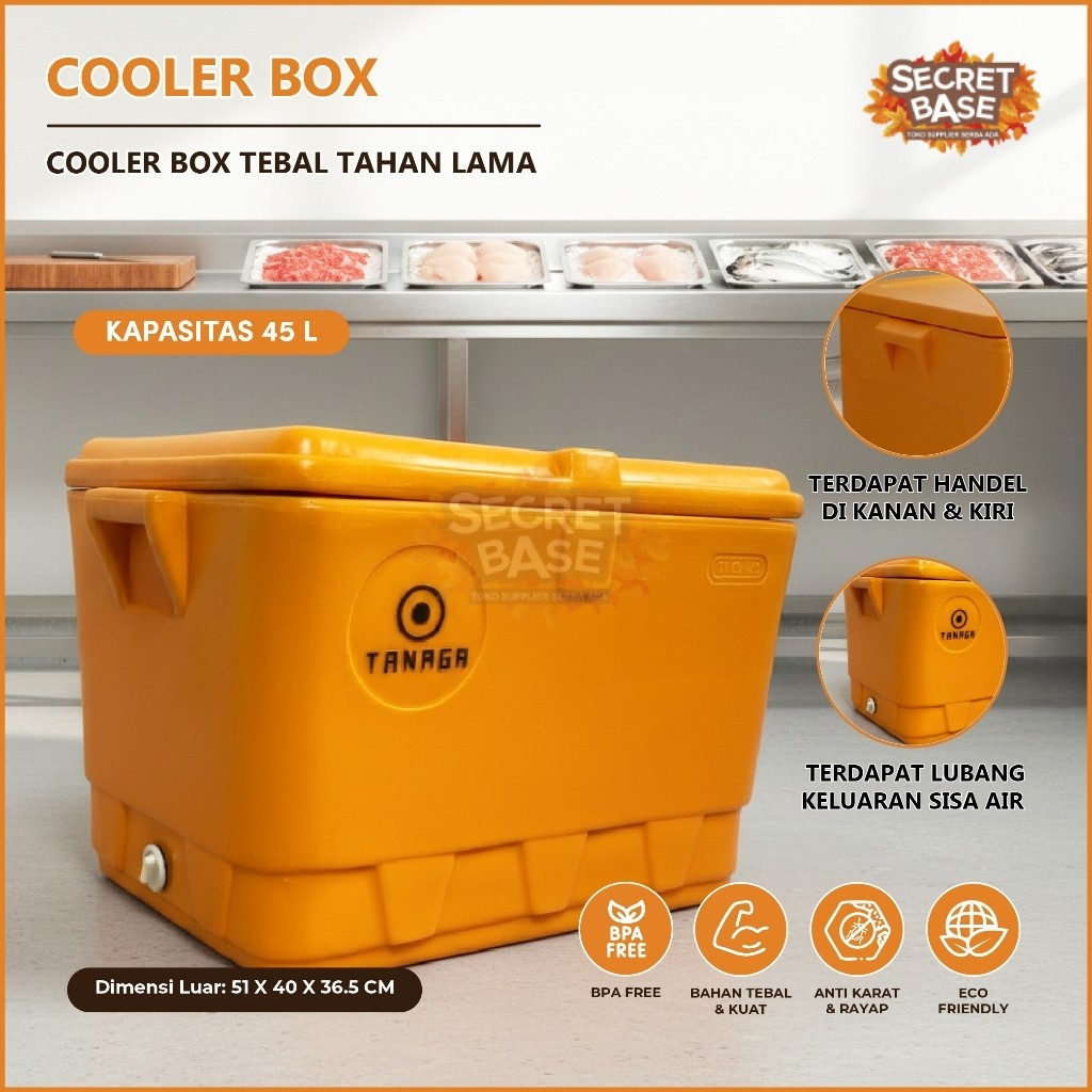COOLER BOX 45L - Container Box / Termos Es Kotak / Ice Box / Tempat Es Batu / Daging / Ikan