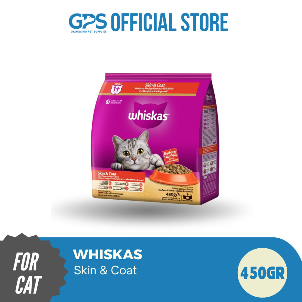 WHISKAS SKIN & COAT 450GR DRY FOOD - KUCING DEPOK