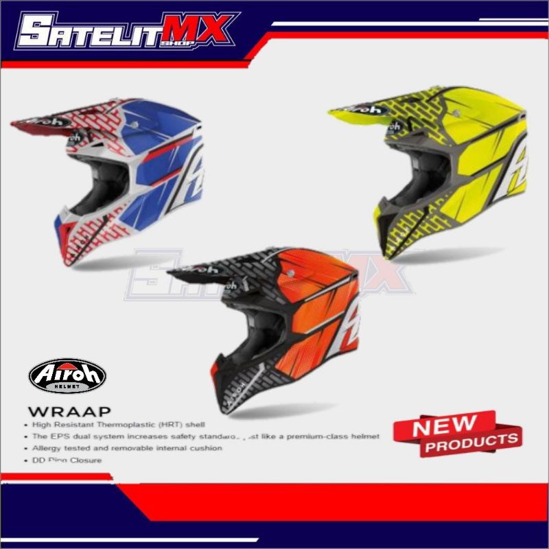 HELM AIROH WRAAP NEW GRAPHIC, AIROH WRAAP, HELM CROSS AIROH - Biru