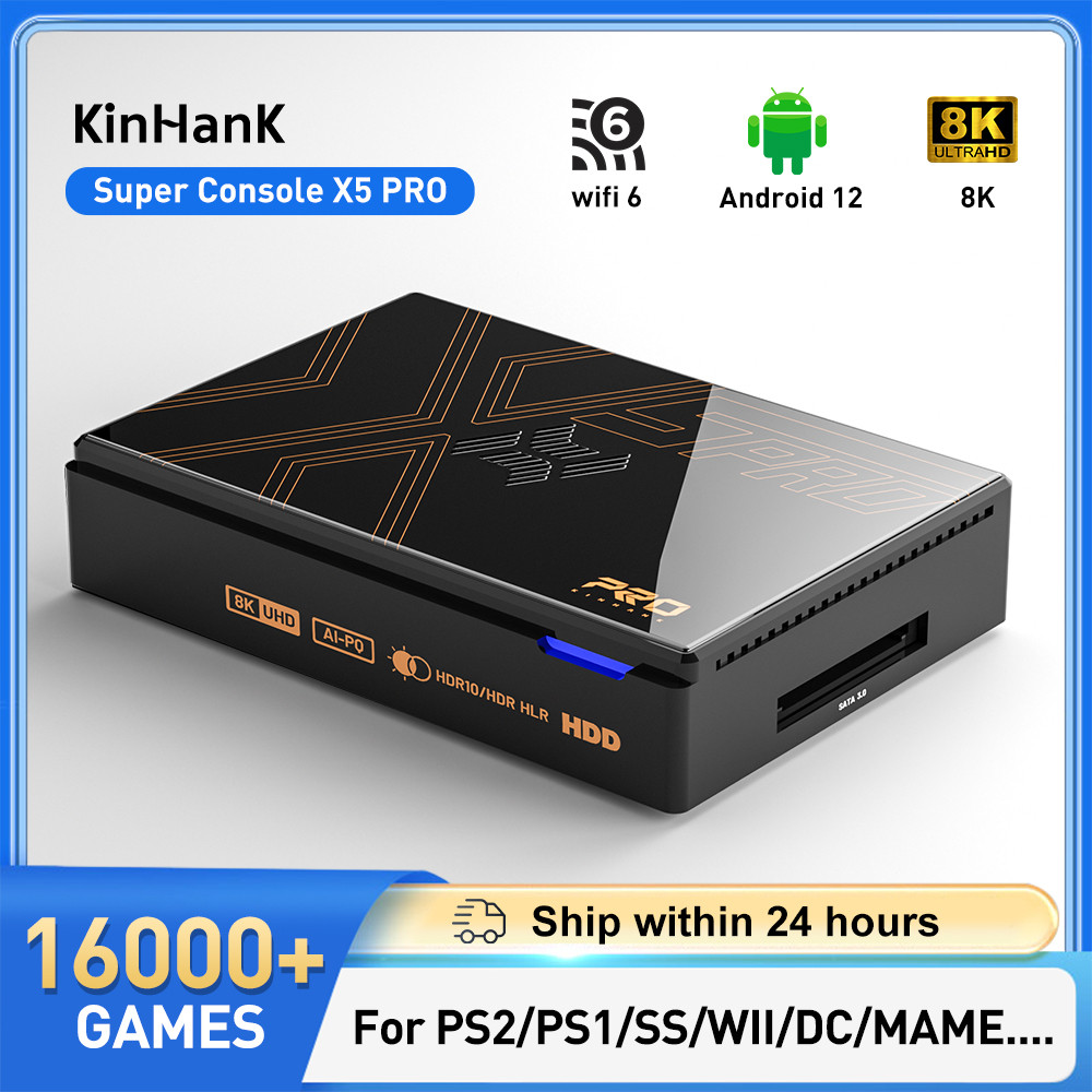 Kinhank Retro Video Game Consoles Super Console X5 PRO Plug and Play 4T with 16000 Games for PS2/WII