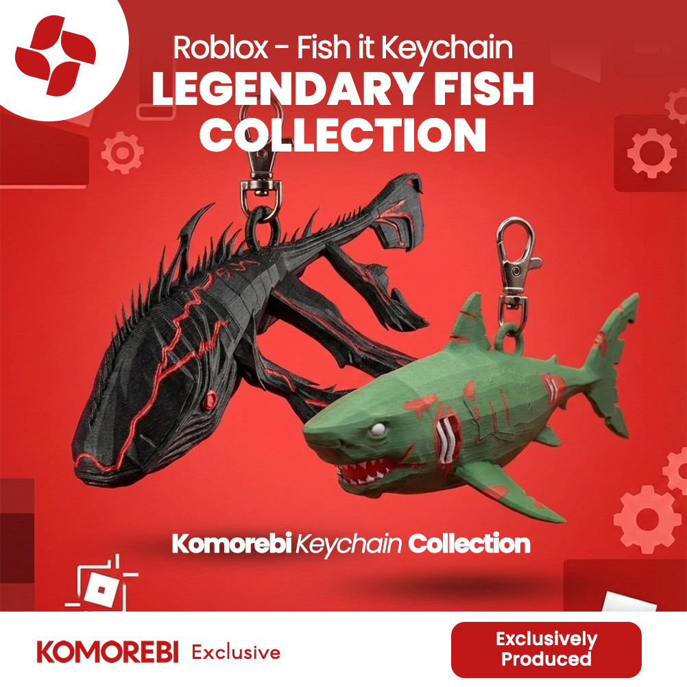 Gantungan Kunci Roblox Fish It Legendary Bloodmoon Whale Zombie Megalodon Keychain Komorebi (125)