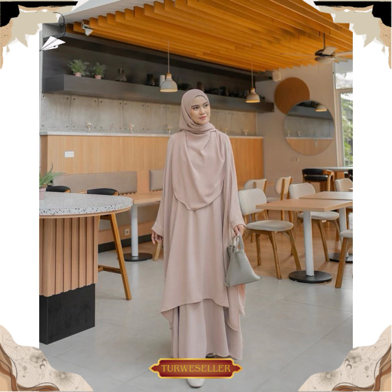 Zaheera Abaya Onset Tunik Dan Rok (One Set Tunik Melayu) Bhan Crincle Airplow Size Jumbo TWR COD