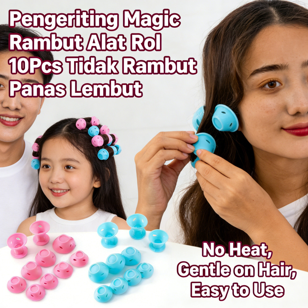 Rambut Tidak Panas Pengeriting Magic Alat Rambut 10Pcs Lembut Rol
