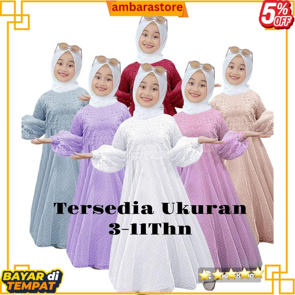 READY Gamis anak perempuan Salsa 3-11tahun / gamis anak / baju muslim anak perempuan / gamis anak wa