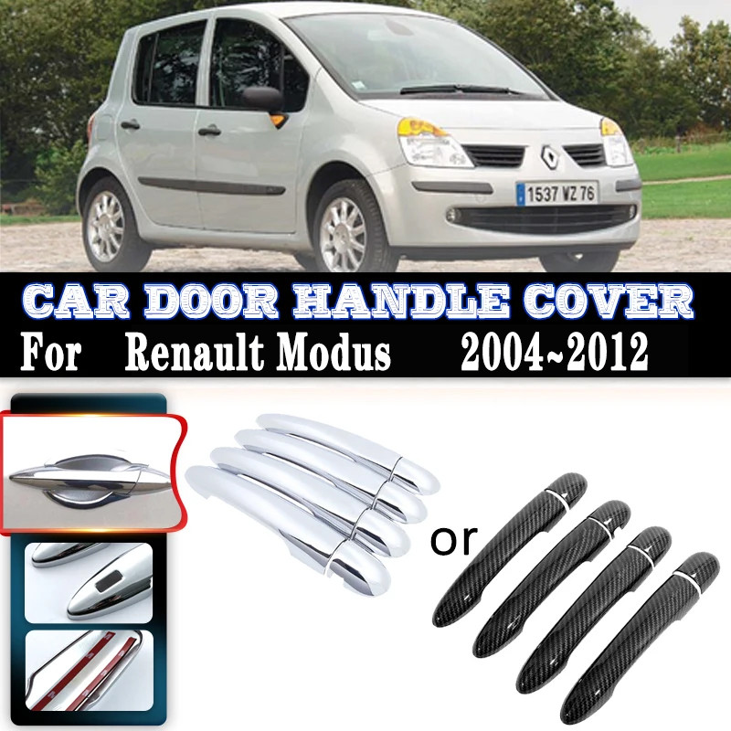 Aksesoris Renault Modus 2008 2004~2012, Set Penutup Gagang Pintu Serat Karbon atau Krom Mengkilap, A