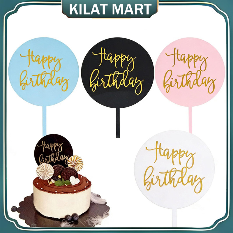 Topper Kue Akrilik 7 PCS/Desain Happy Birthday Mewah/Untuk Kue Ultah Anak & Dewasa/Cake Topper Bronz