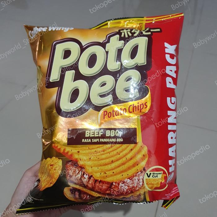 Potabee potato chips SHARING PACK snack makanan ringan BEEF BBQ 120gr