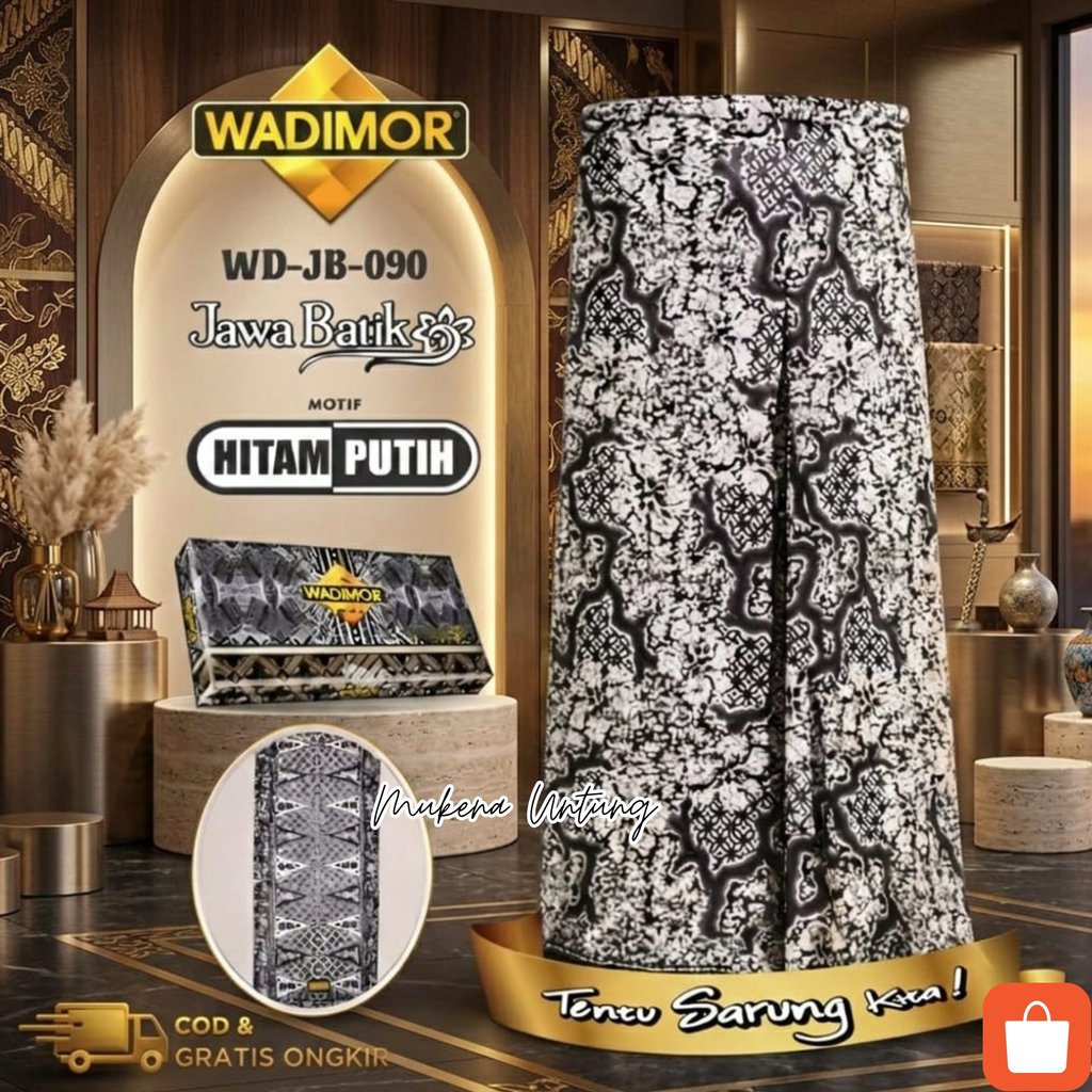 BESTSELLER Sarung Wadimor Motif Jawa Batik Original - Sarung Tenun Pria Hitam Putih