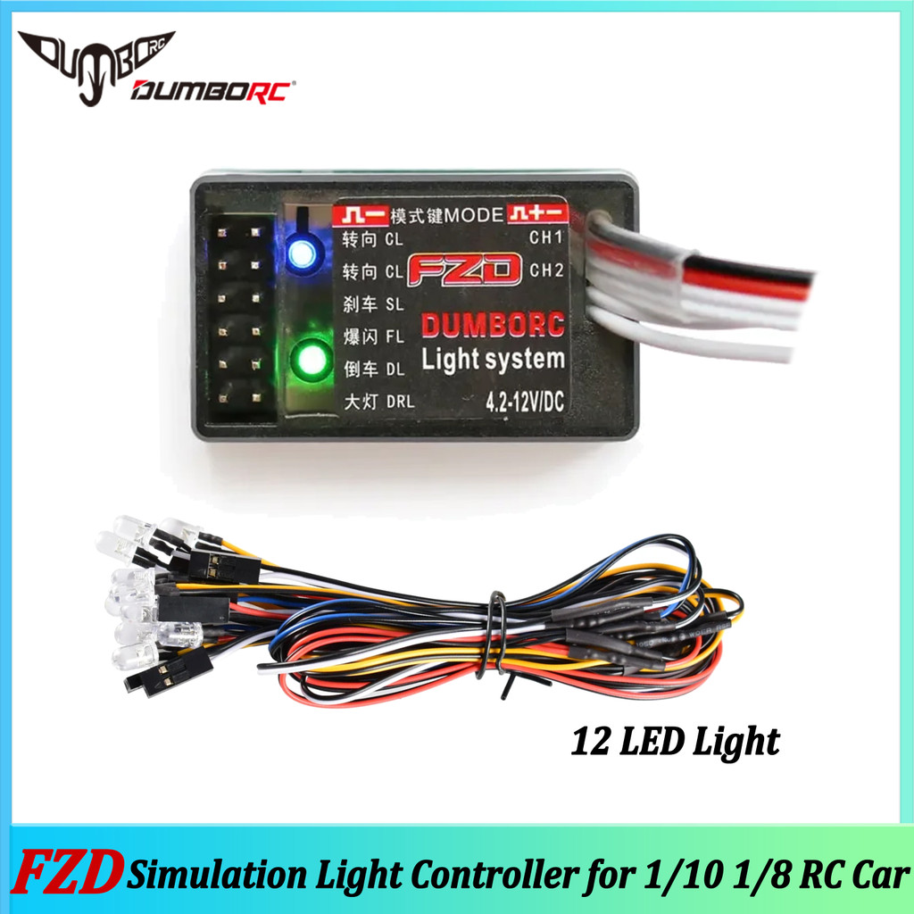 DUMBORC FZD Simulation Light Controller LED System Kit 4.2-12.4V for 1/10 1/8 RC Car Truck Boat TAMI