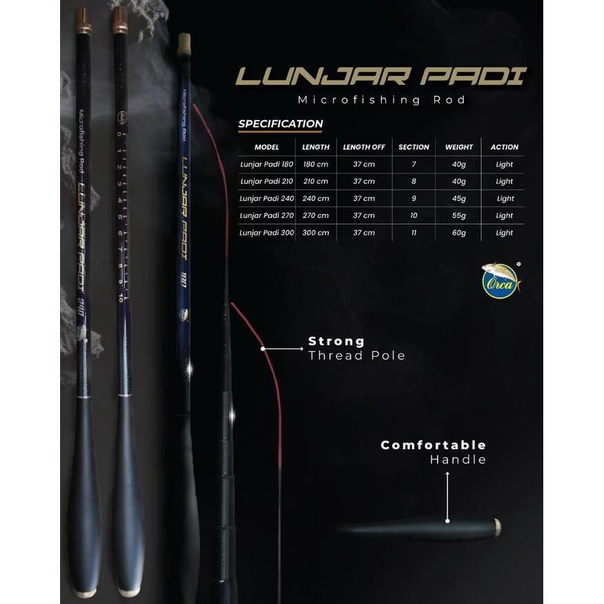 Joran Tegek Orca Lunjar Padi Bahan Carbon Kuat & Ringan 180 210 240 270 300 - 180