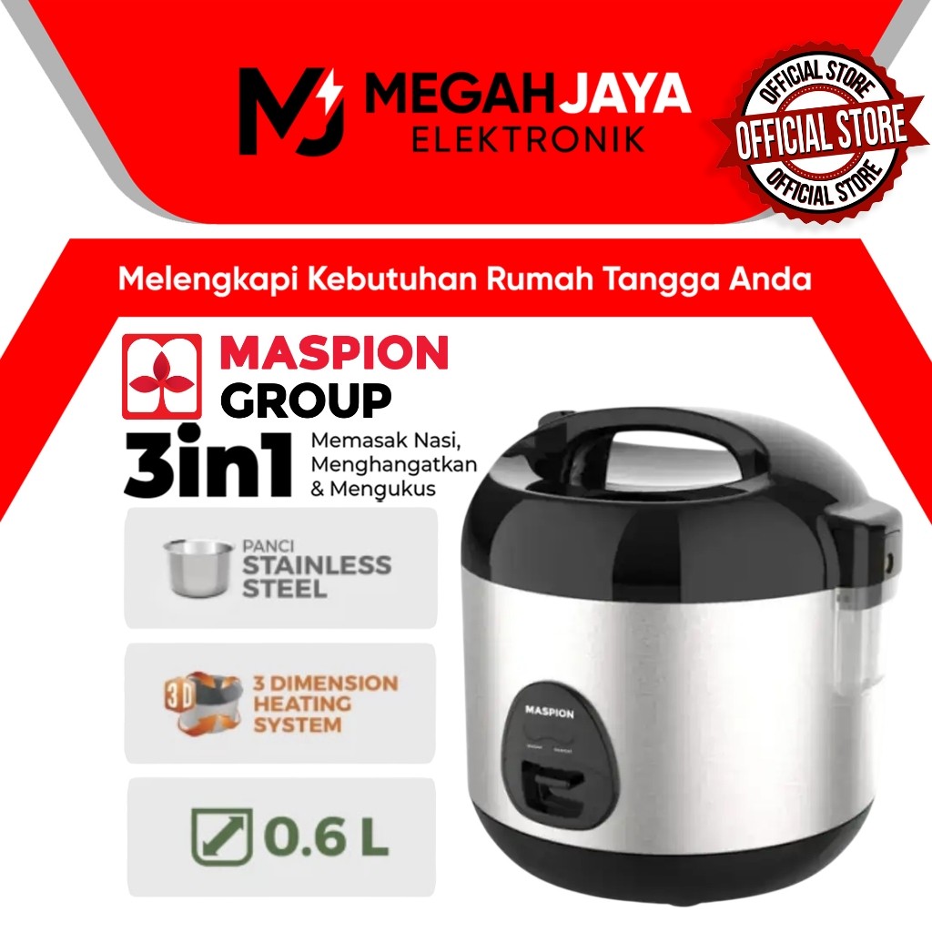 [COD READY] MASPION RICE COOKER / MAGIC COM MRJ-0623 BSSS / MRJ 0623 BSSS / MRJ0623 BSSS (0,6 LITER)
