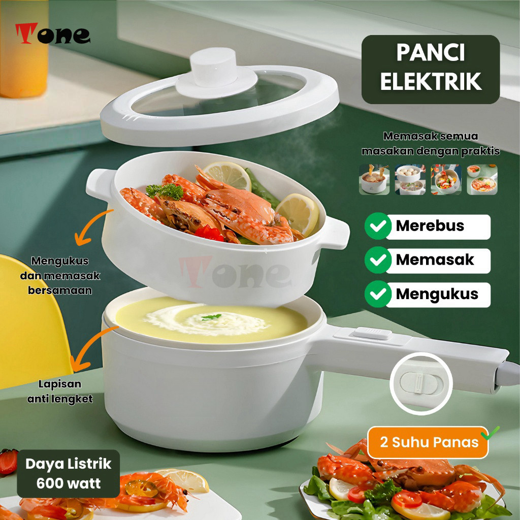 Panci Listrik panci kompor listrik panci listrik multifungsi 3 in 1  + Kukus 2 in 1 low wat