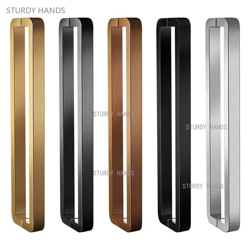 1 buah pegangan pintu tabung persegi baja tahan karat untuk pintu geser kaca, pegangan anti-tabrakan