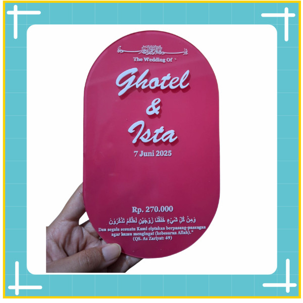 Cutting Akrilik Brush Oval Kapsul Persegi Panjang Hiasan Mahar Pernikahan Isian Frame Mahar Laser Cu