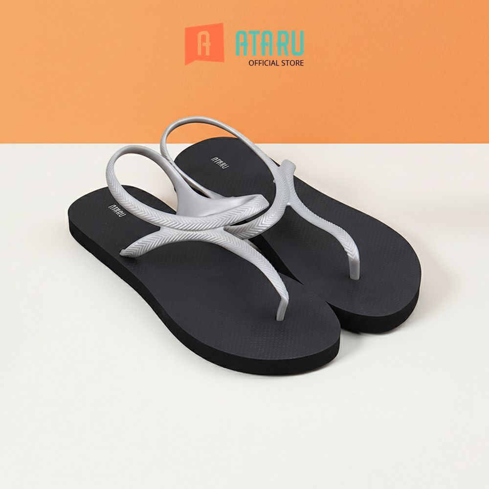 Ataru Ukuran 37 Sandal Wanita Strap - Hitam Sendal Cewek Sandal Perempuan Alas Kaki Wanita Selop Wan