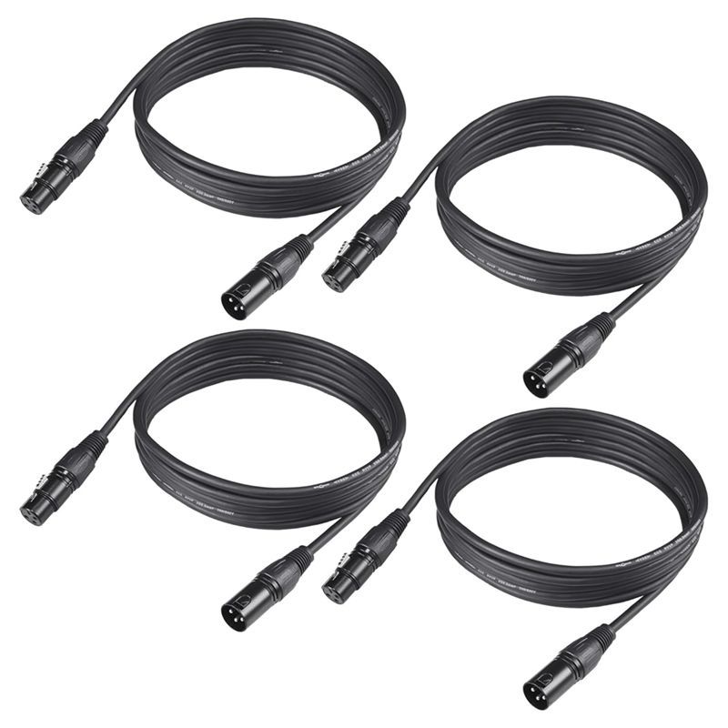 ABWZ-DMX Cable 10Ft,4 Pcs DMX Cables 3Pin Signal XLR Male To Female DMX Cable Wire For Signal Transm