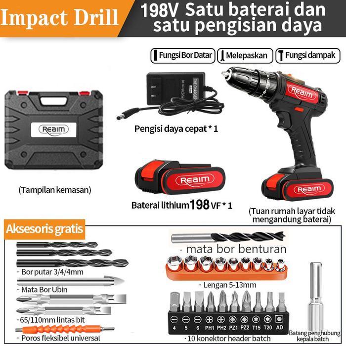 Bor Baterai REAIM  Baterai Reaim 98VF Baterai Mesin bor cordless/Elektrik Drill/ bor listrik/beton b