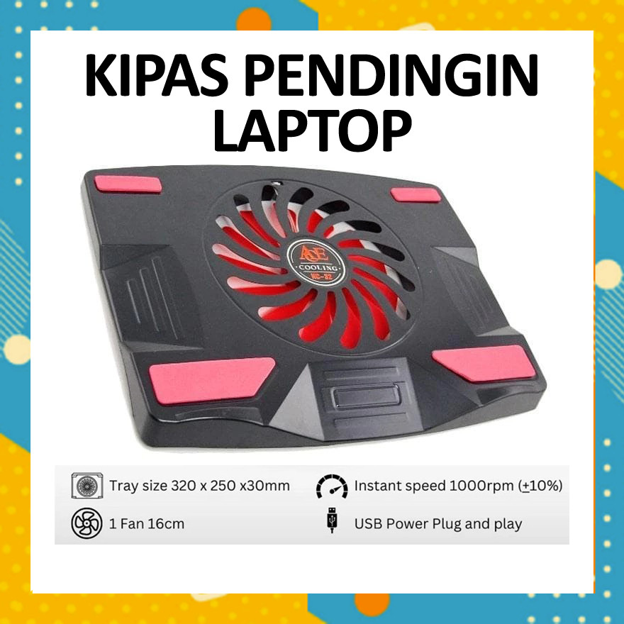 Kipas Laptop Cooling Pad Big Fan Besar Sedang Kecil Tidak Panas Cooling Pad USB Plug And Play Lampu 