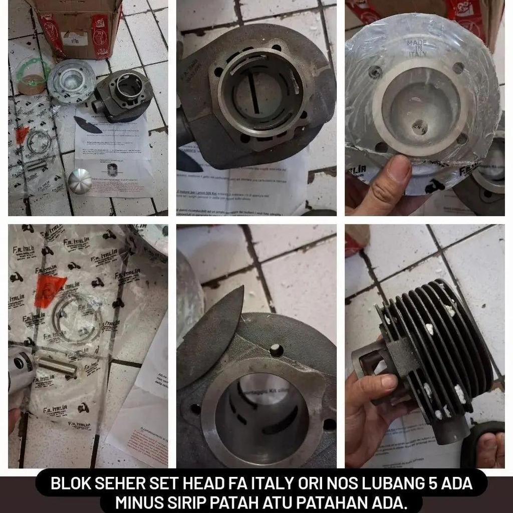 Blok set head lubang 5 by fa italy ori baru buat all vespa 150cc minus sirip