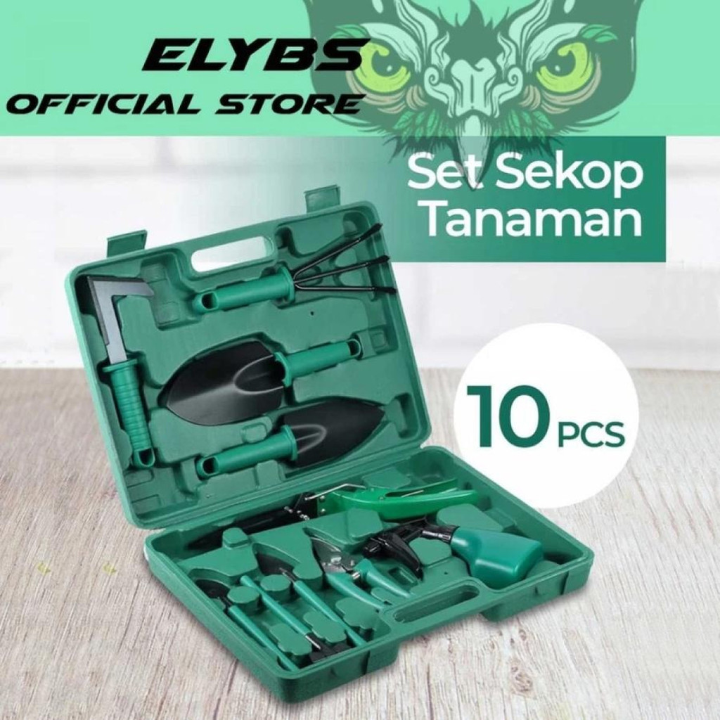 Set Peralatan Berkebun Sekop Tanaman Gunting Garpu Tanah 10 Pcs