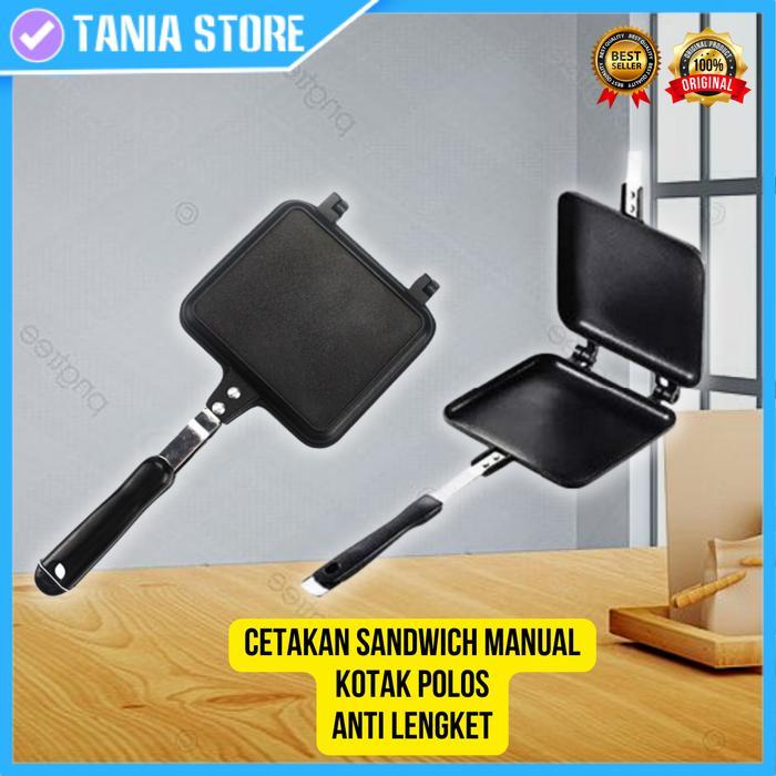 Cetakan Pemanggang Roti Sandwich Polos Toaster Maker Pan Manual Kompor
