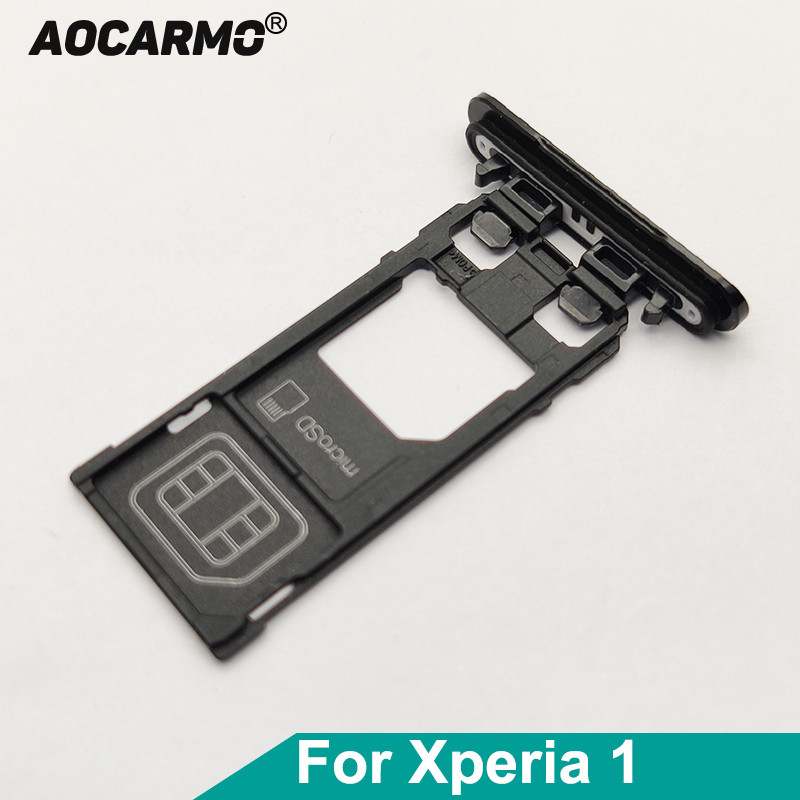 Aocarmo For Sony Xperia 1 / X1 / XZ4 J8110 J9110 Single Dual Memory MicroSD Card Holder Reader SIM T
