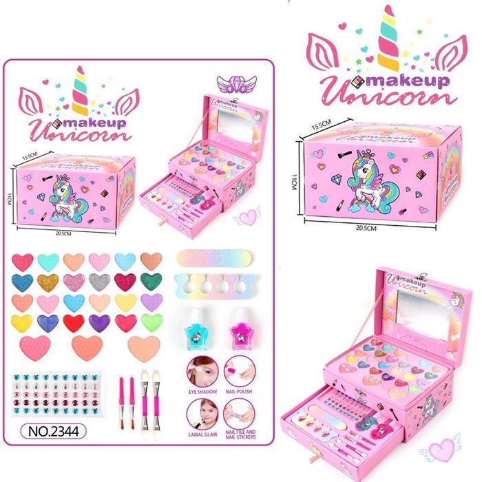 Mainan Make Up Anak Set Aman Mermaid Tas Alat Rias Kosmetik Perempuan - Unicorn Box
