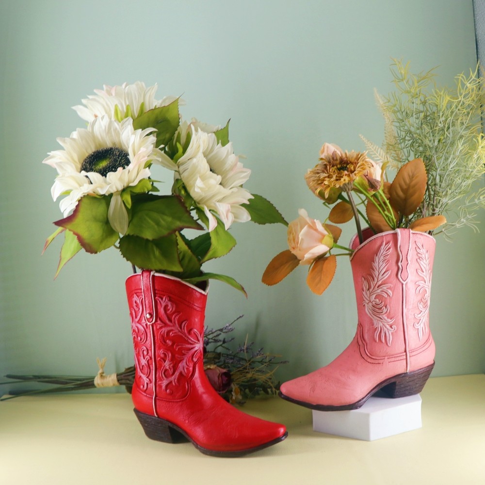 Creative Boot Shaped Vases Resin  Flower Pot Home Living Room Desktop Decoration Flower Arrangement 