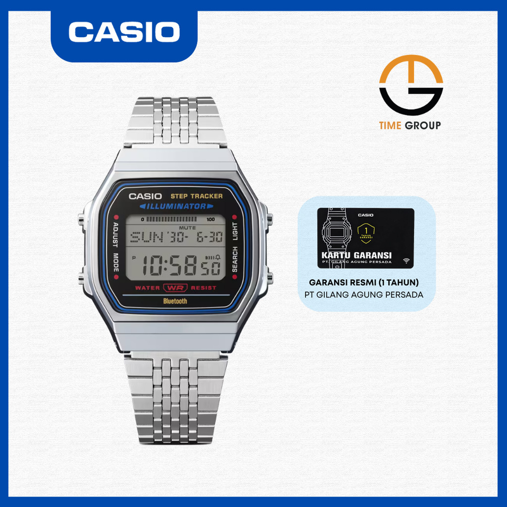 JAM TANGAN WANITA CASIO VINTAGE ABL-100WE-1A ABL100WE-1ADF DIGITAL SMARTPHONE LINK STAINLESS STRAP