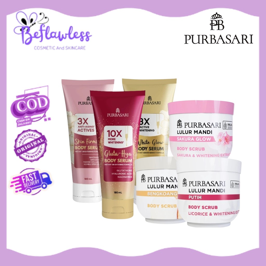 Purbasari PAKET HEMAT Body Serum 180ml + Purbasari Lulur Mandi Body Scrub - Kulit Sehat Glowing