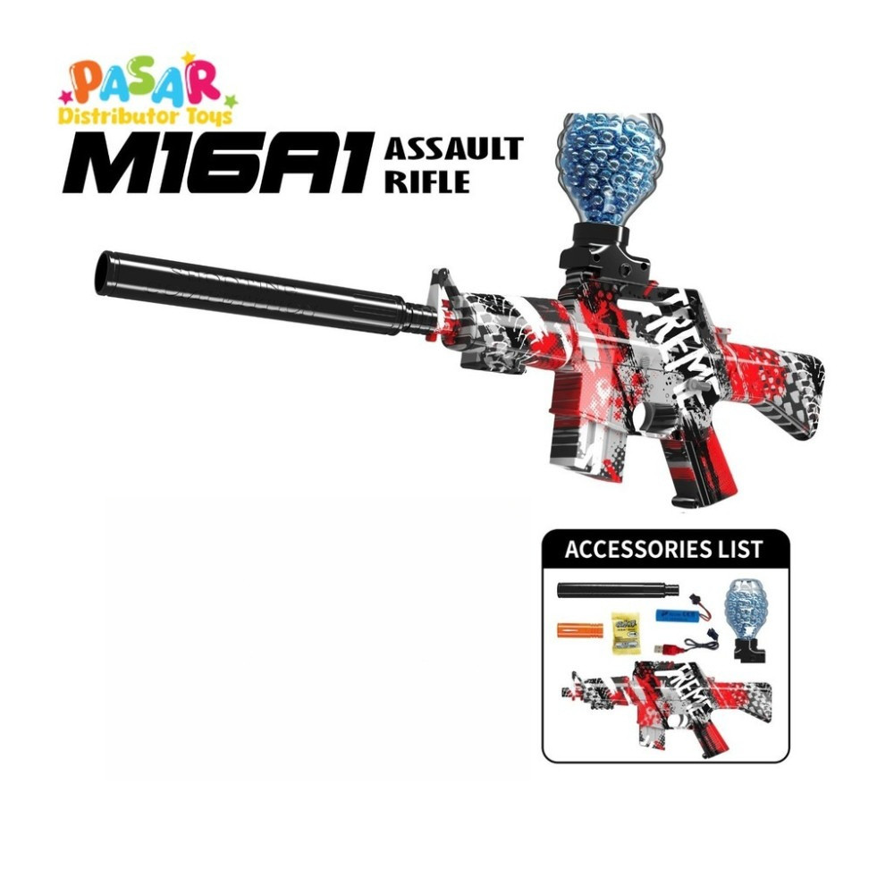 Mainan Anak WH11(1-4) M16A1 ELECTRIC HIGH SPEED XTS-3036 Mainan Tembakan Bubble Gel Aman Otomatis