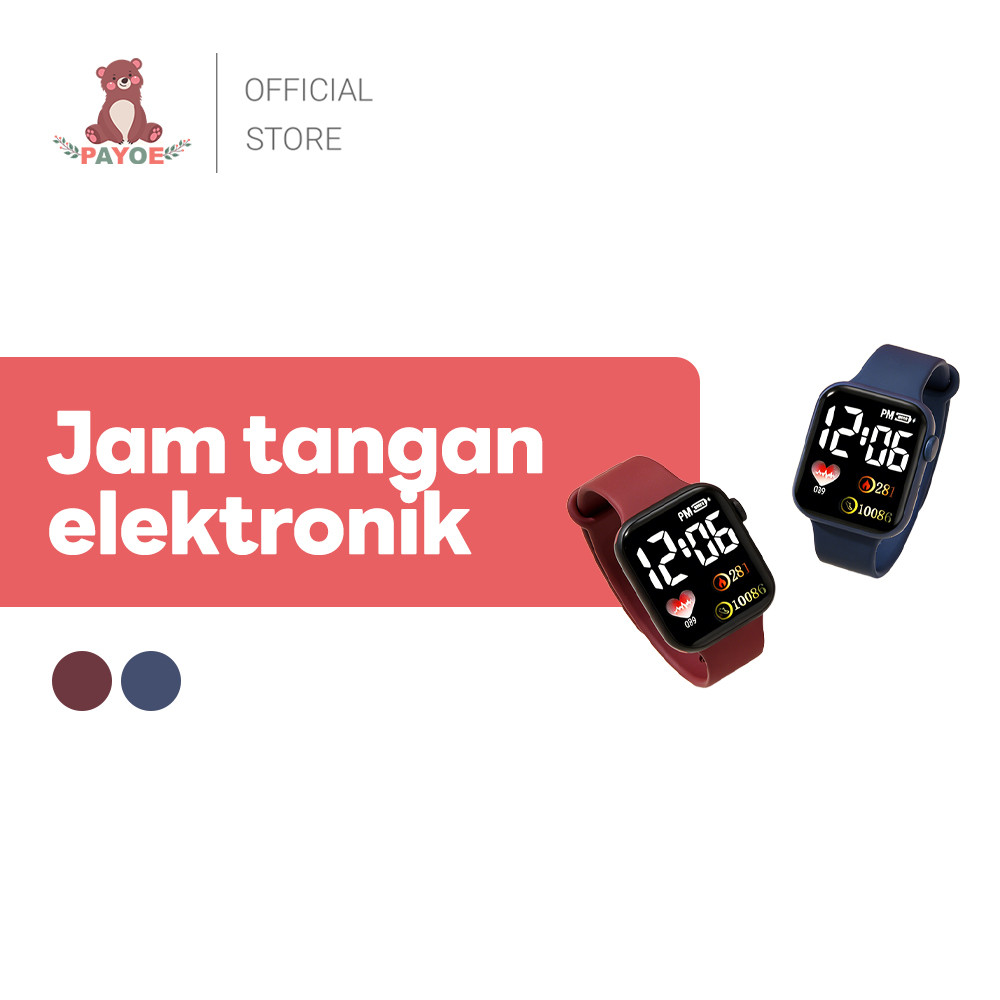 PAYOE Jam Tangan LED Digital Jam Tangan Karet LED Ringan Dan Nyaman Jam Tangan Anak Cowok Cewek Digi