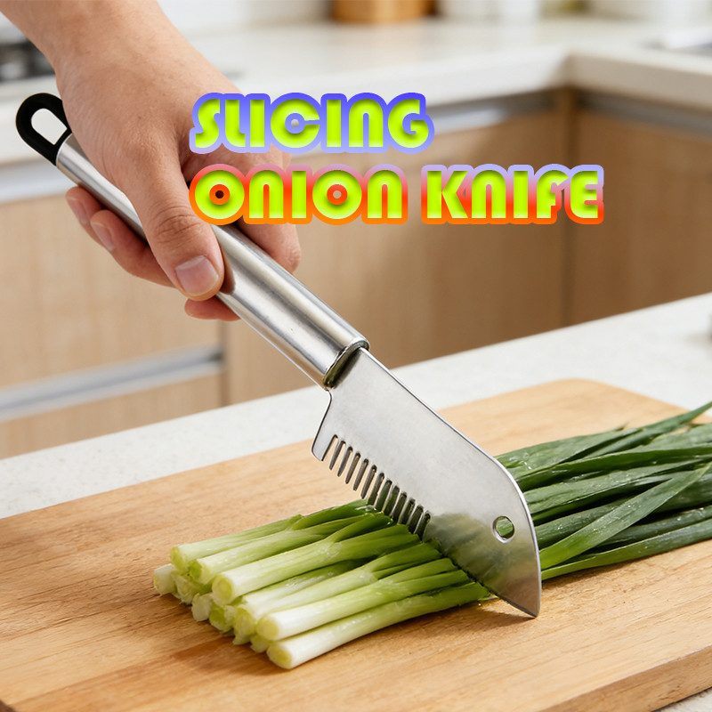 Pengiris Bawang Bombay Stainless Steel Alat Masak, Pengiris Hiasan, Potongan Rata Pencincang Sayuran