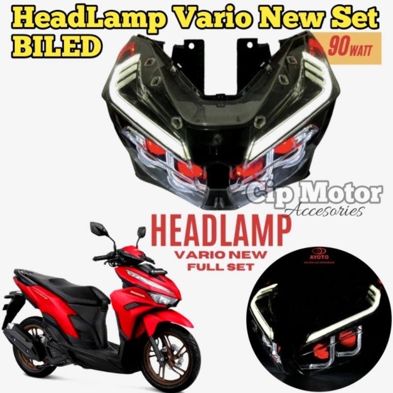 SPESIAL PROMO Lampu Depan VARIO NEW 125/150 BILED SET Demon Merah