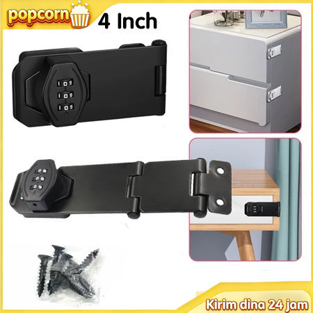 4 Inch Kunci Gembok Pintu Kunci Kode Angka Kunci Gembok Pintu Anti-theft Untuk Lemari Pakaian Pintu