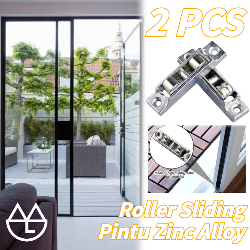 2PCS Sliding Roller Pintu Geser Zinc Alloy Katrol Pintu Roda Pintu Geser Anti Karat Roda KatrolPintu