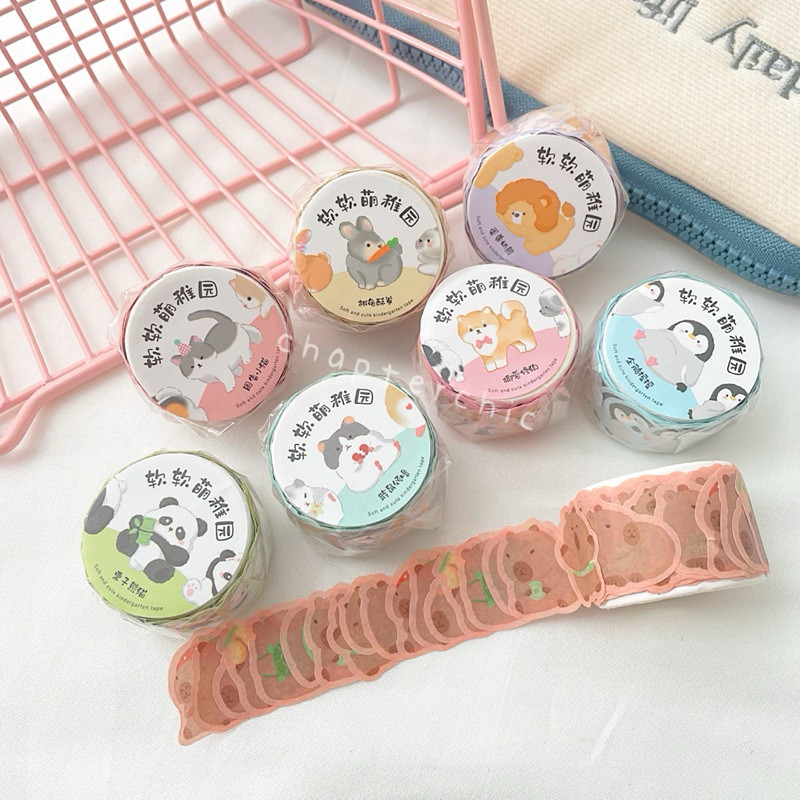 Cute Cute Sticker 100pcs Animal Binatang Gulung Solatip Capybara Stiker Anak Lucu