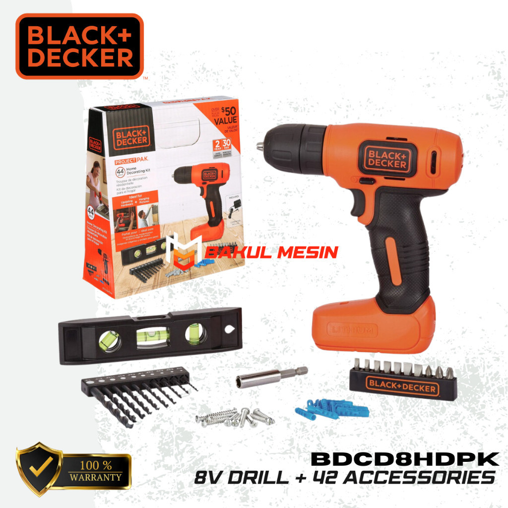 BLACK DECKER BDCD8KHDPK MESIN BOR BATERAI CORDLESS 8V BDCD 8 KHDPK