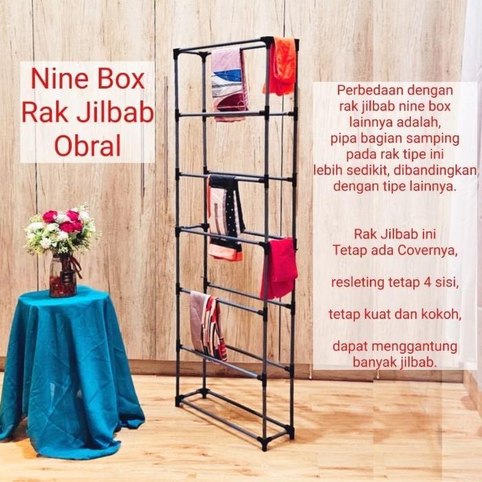NINE BOX RAK HIJAB / RAK KERUDUNG / RAK JILBAB / RAK HIJAB COVER / RAK JILBAB ANTI DEBU / RAK JILBAB