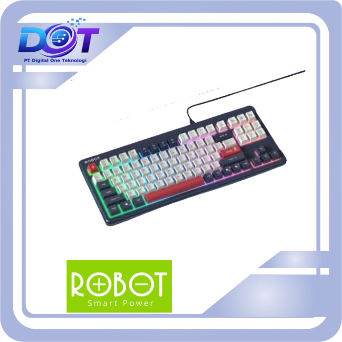 ROBOT RK50 PBT BLUE Keyboard Gaming TKL 89 Keys Membrane With PBT Keycaps Rgb