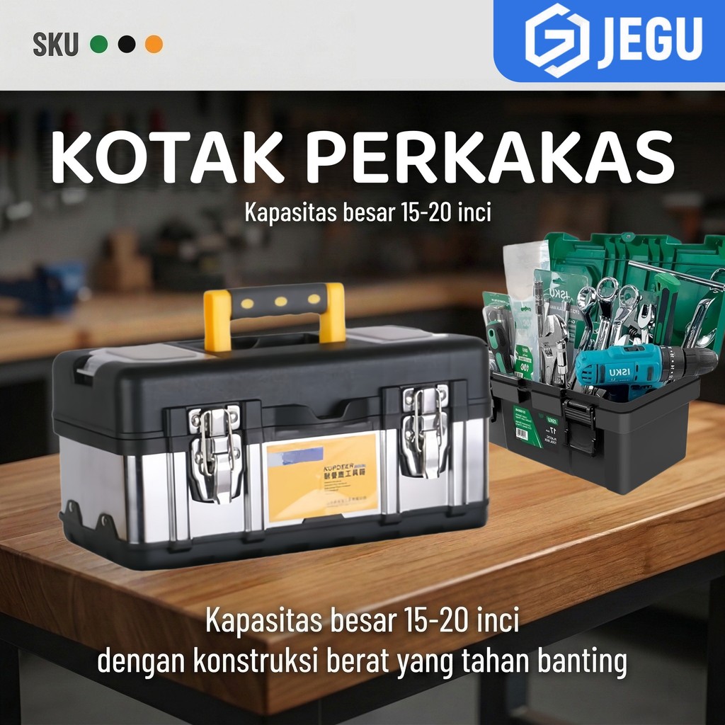 Kotak Alat / Toolbox Lengkap / Alat Rumah Tool Box Besar / Tool Box Stainless Steel