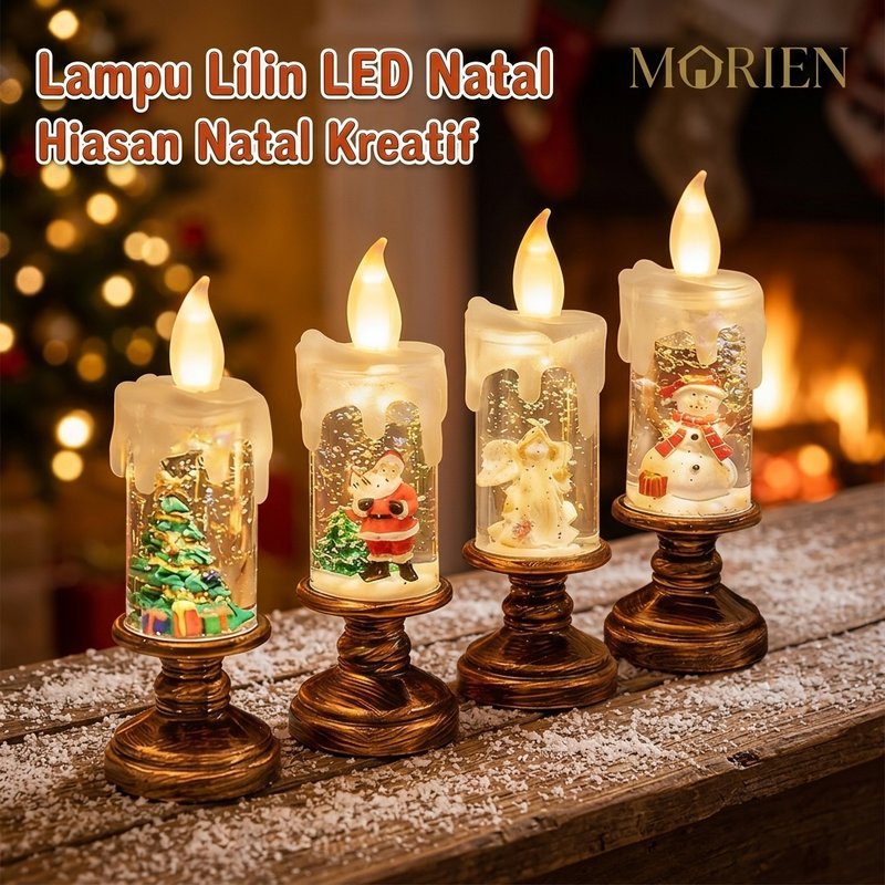Lampu Lilin Natal Lampu Kristal Lilin aman tanpa nyala api suasana hangat dekorasi natal rumah kamar