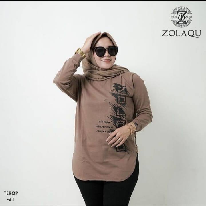 TERBARU lAIBA FASIHON Kaos Semi Tunik Lengan Panjang Motif Zolaqu  Kekinian Terbaru Terlaris Bahan C