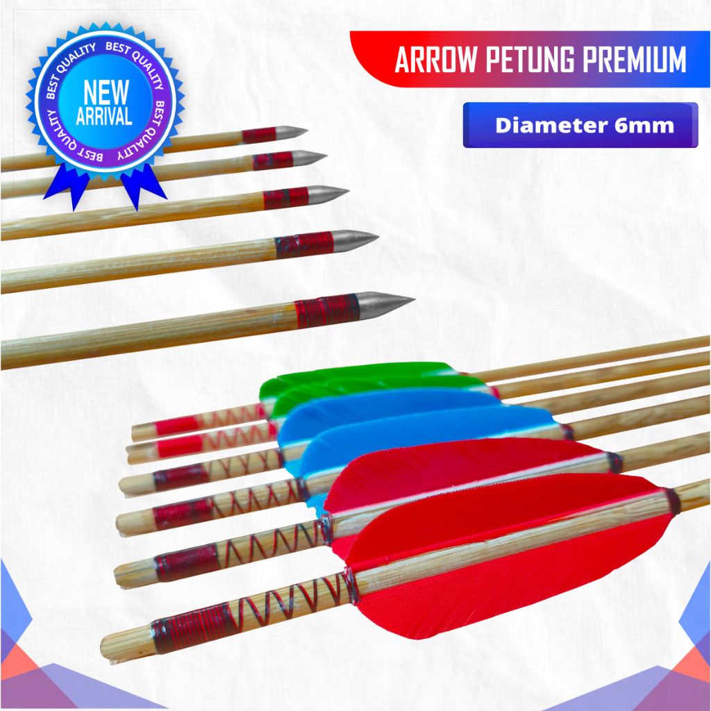 Arrow Bambu Petung Premium 6mm Vanes Bulu Kalkun Import