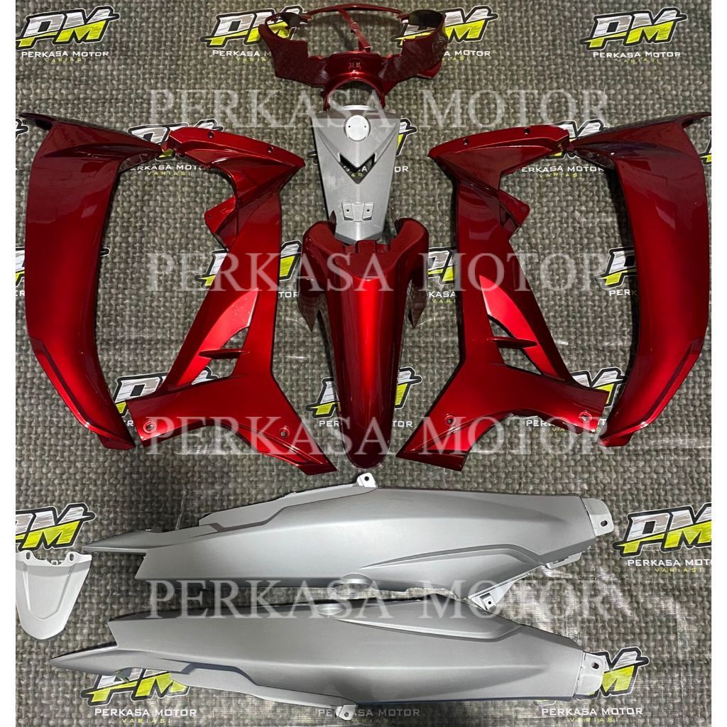 TERMURAH  BISA COD | Full Set Body Halus Vega R New Warna Silver Maroon | Cover Body Vega R New Leng