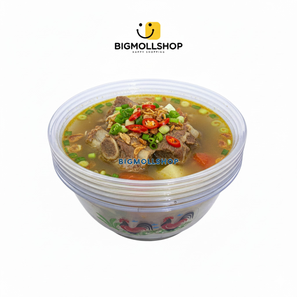(BMS) 1 Lusin (12Pcs) Mangkok Makan Jago Besar Plastik Bening Premium APP Kicthenware
