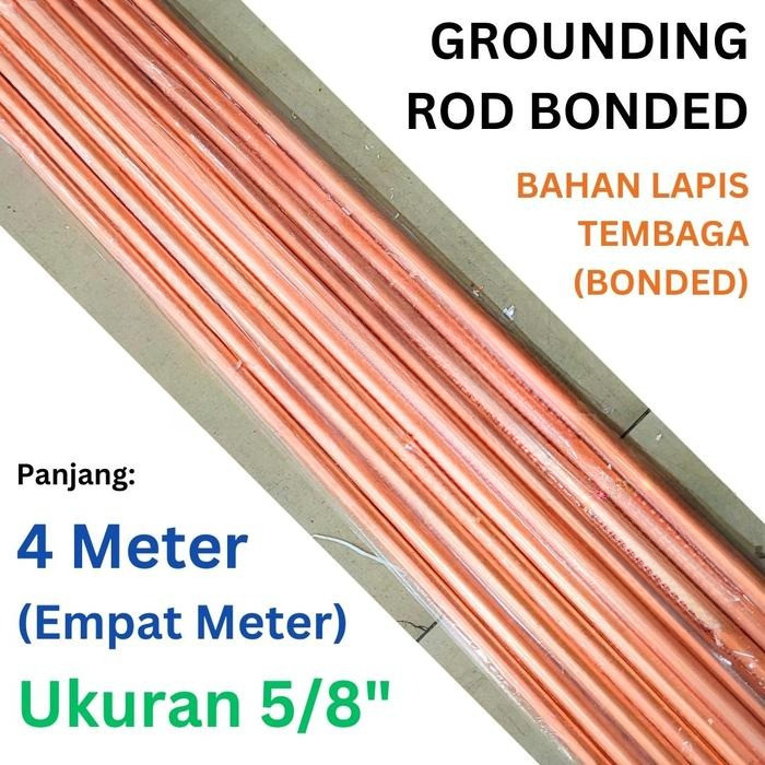 Rod Copper Bonded 5/8 x 4 Meter / Stik Grounding Rod Copper Bonded Panjang 4 Meter