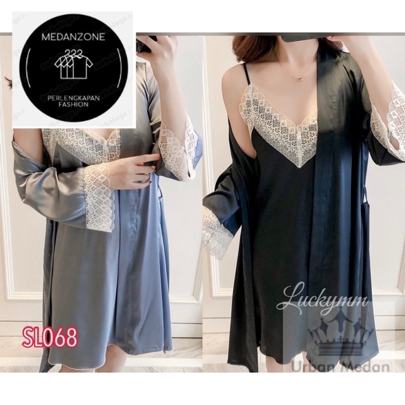 Sleepwear Baju Tidur Kimono Satin Wanita / Kimono Tidur / Pajamas Baju Tidur Satin Kimono 68