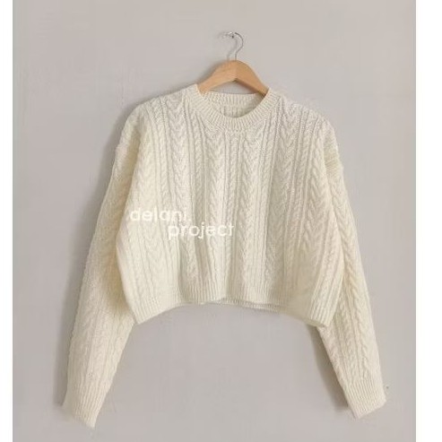 NIWASUMA Ryujin Crop Sweater Delani.project Rajut Garis-Garis