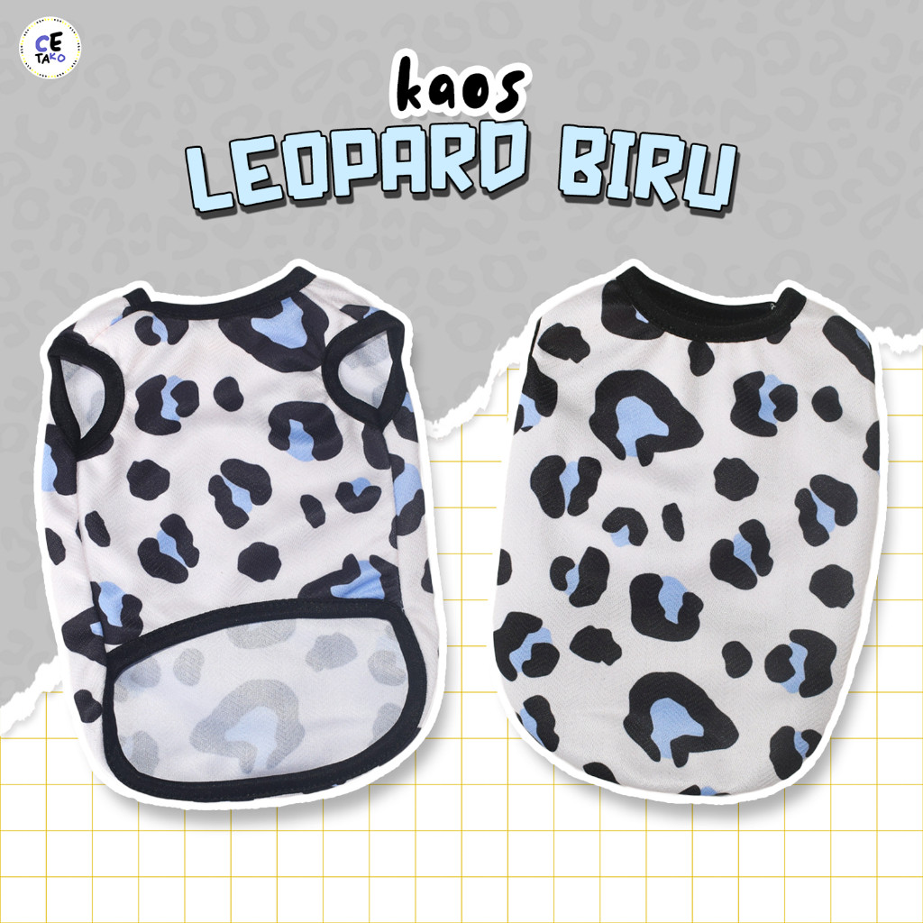 Baju Kucing Anjing Size Jumbo Motif Leopard Macan Tutul Hitam Biru Untuk Kucing Anjing Size Jumbo